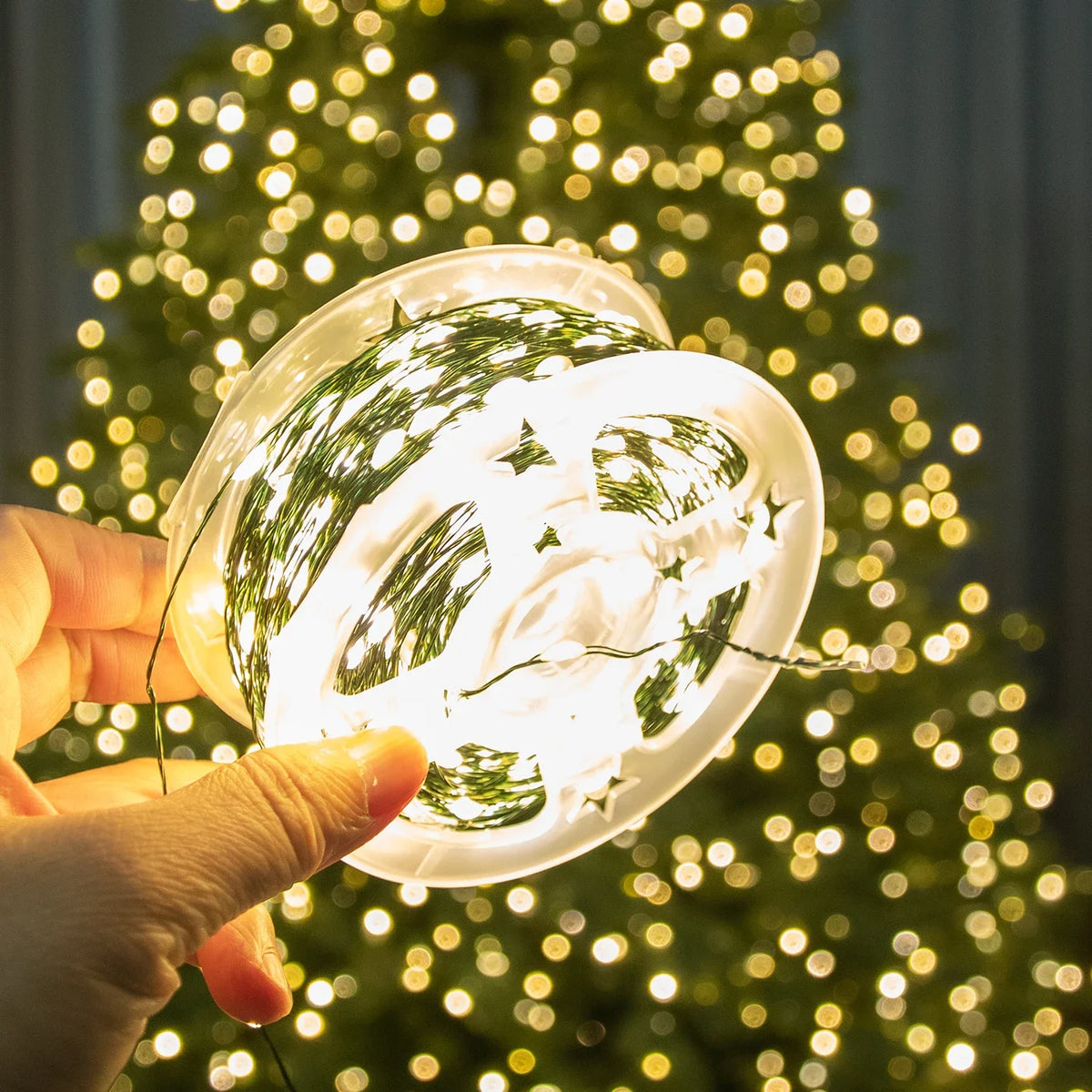 Guirlanda de Natal com Estrelas Cintilantes para Decoração de Ambientes, Luzes de Fada de Natal, Luzes de Fio de Cobre Verde com Plugue, 100m 200m 300m