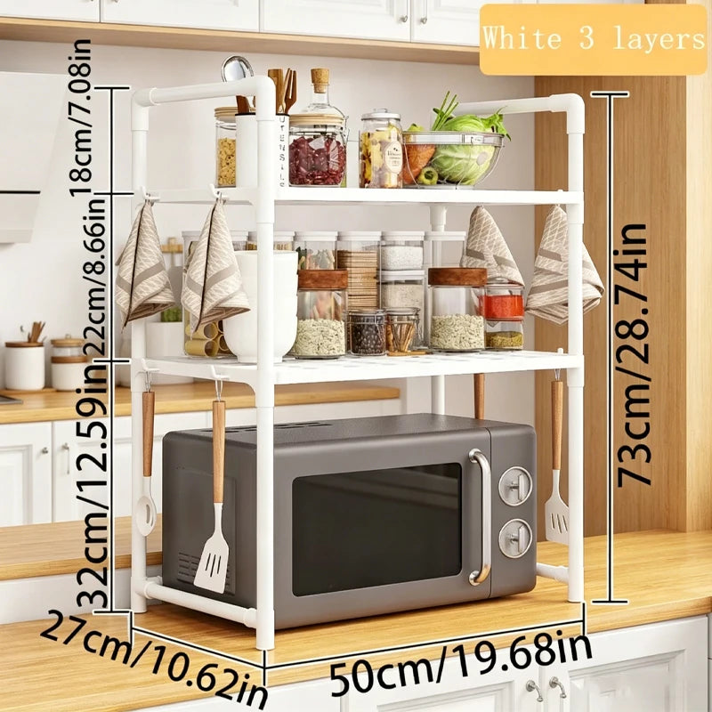 Prateleira para guardar o micro-ondas na bancada da cozinha, prateleira de vários níveis para guardar temperos, utilizada para guardar utensílios de cozinha na bancada.