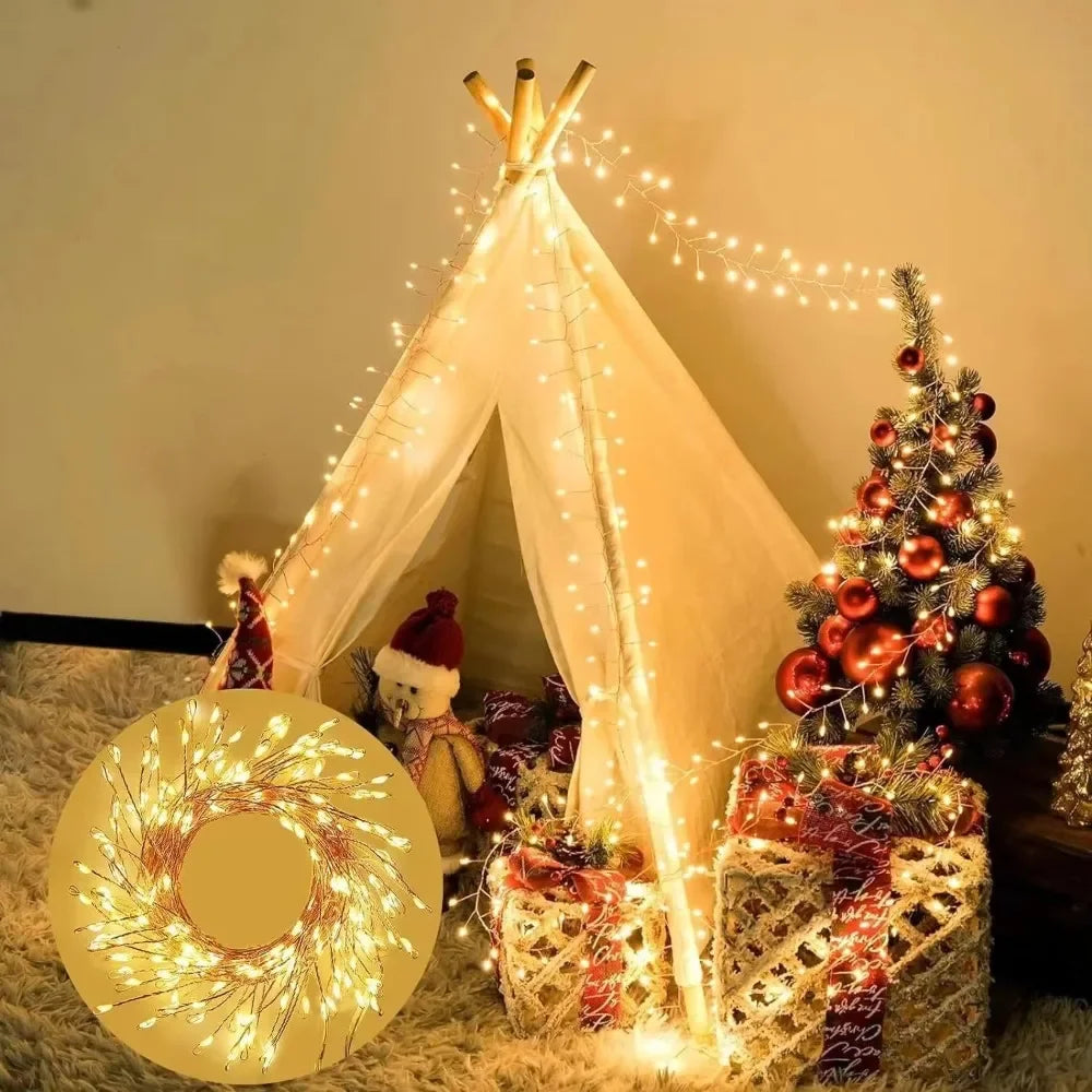Luzes de cordão LED para decoração de árvore de Natal, guirlanda de Halloween e Ano Novo, luzes de fada com alimentação DC EU/US para decoração de casamento, festa e Natal