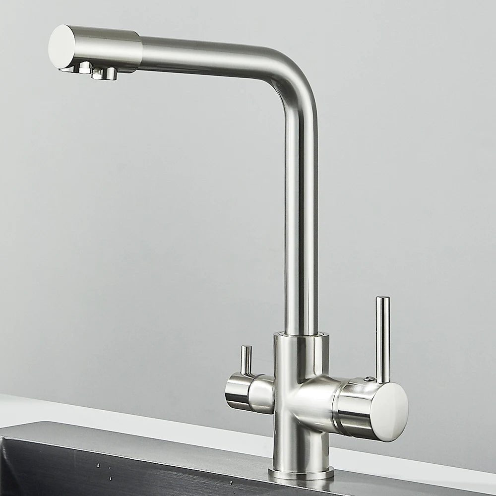 Preto cinza cachoeira torneira da cozinha misturador filtro de água potável torneira da cozinha pia água quente e fria para cozinha - Kasa & Pet