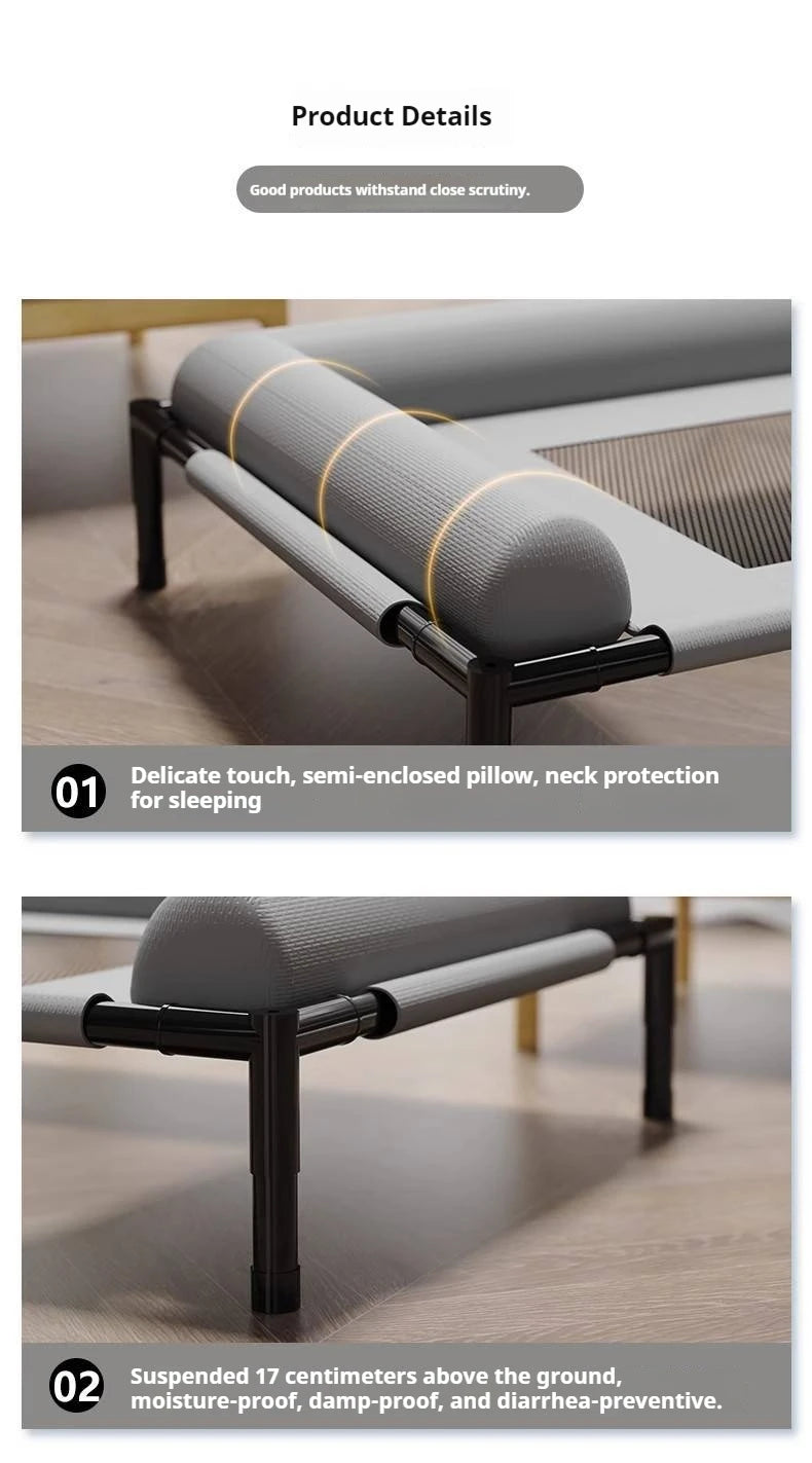 Cama elevada para animais de estimação em malha respirável com travesseiro removível e lavável, à prova de umidade, para cães e gatos de porte médio e grande, para todas as estações.