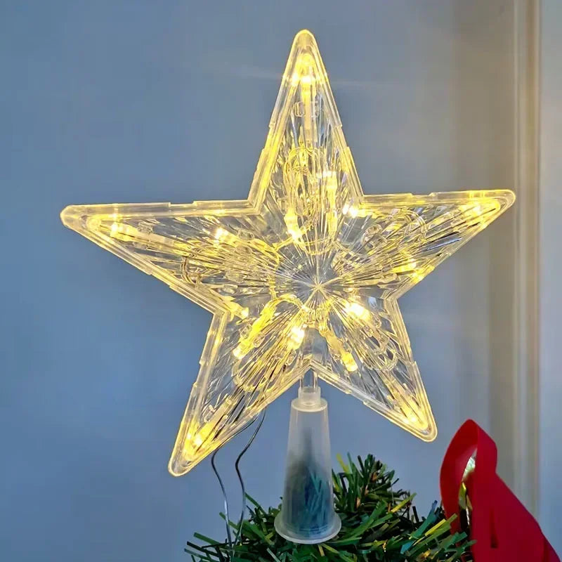 Estrela de Natal com Luz LED e Guirlanda Operada a Bateria para Decoração de Ambientes, Festas de Casamento e Lâmpada para Árvore de Natal Externa