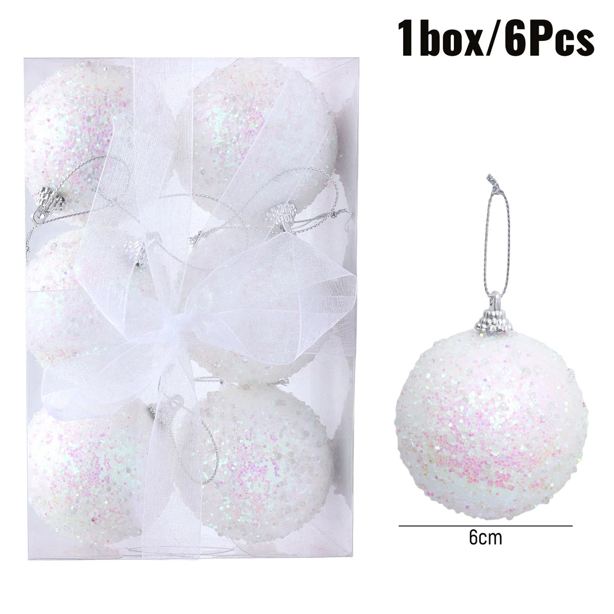 6/30 pçs glitter champanhe branco vermelho bolas de natal ornamentos espumante árvore de natal pendurado bola pingentes decoração de festa de ano novo