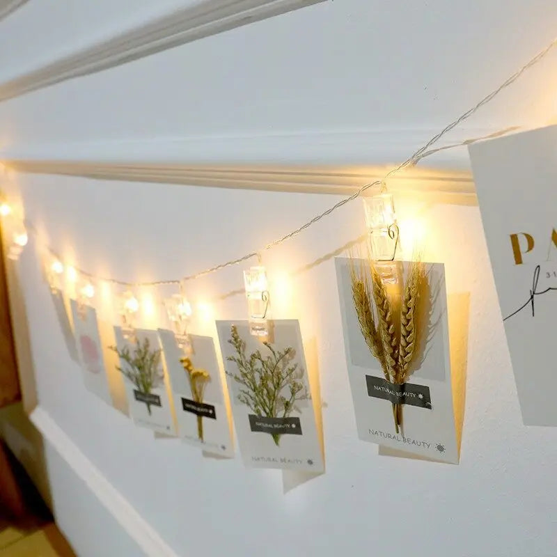 Luzes de Fada LED com Clipes para Fotos, 10 LEDs e 20 LEDs para Decoração de Natal e Presentes de Dia dos Namorados