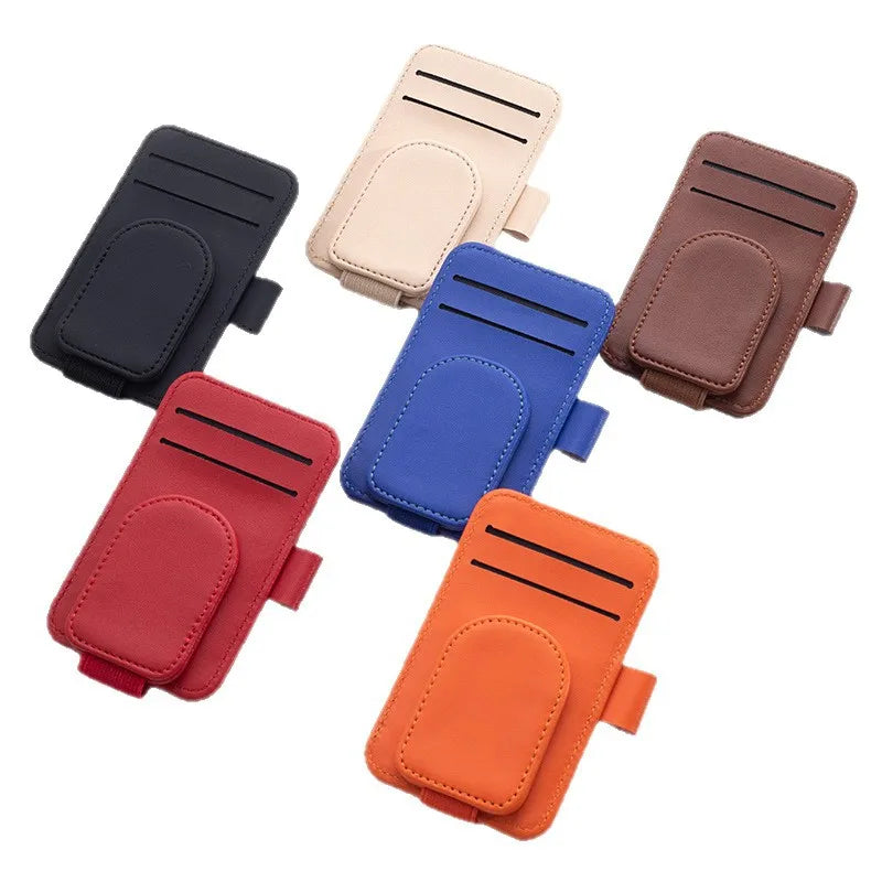 Car Sun Visor Organizer Multi-Pocket Business Card Storage Management Sunglasses Holder Visor Accessories Auto Interior