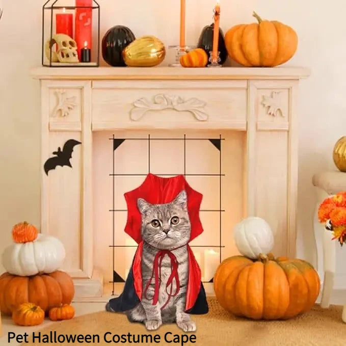 Fantasia de Vampiro para Pets no Halloween - Capa Confortável de Nylon com Fecho de Alça, Adequada para Cães e Gatos de Pequeno e Médio Porte