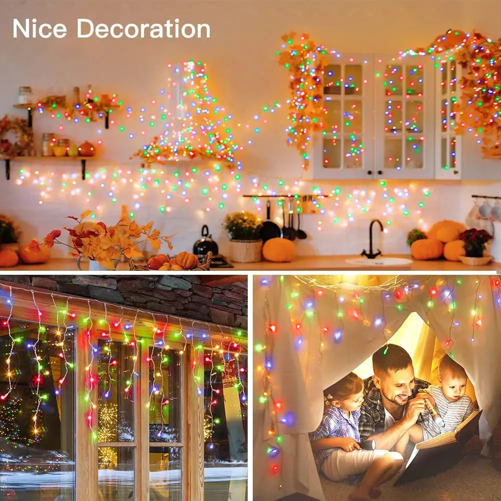 Decoração de natal 2024/2025 luzes de cortina led de gelo para queda ao ar livre 0.4/0.5/0.6m luzes de natal para casa ano novo 2025