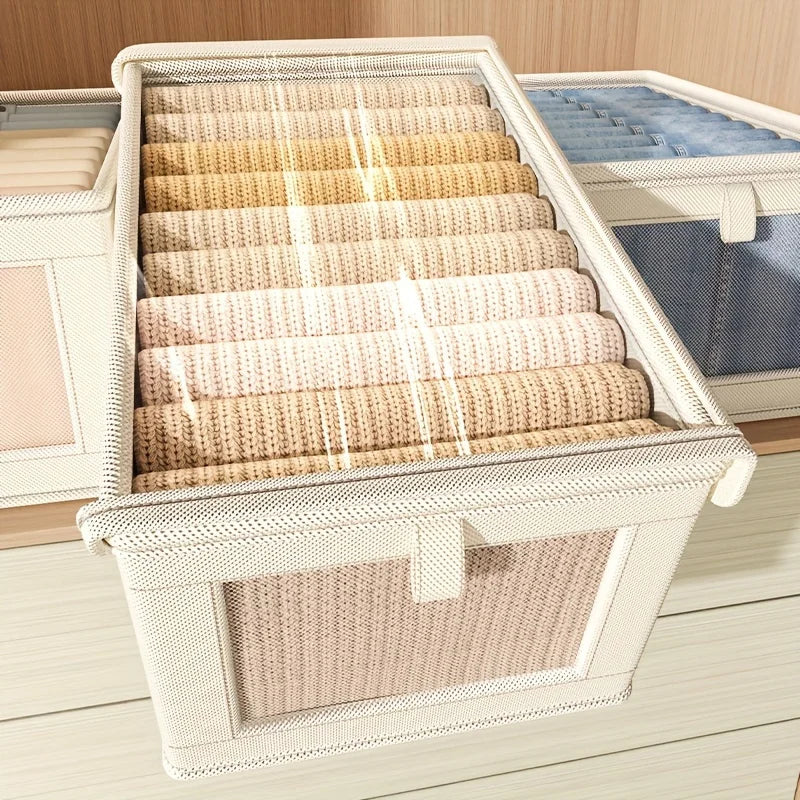 Organizadores de armazenamento de guarda-roupa visível armário gaveta caixa de armazenamento de roupas para camisetas jeans roupa interior calças organizador caixa