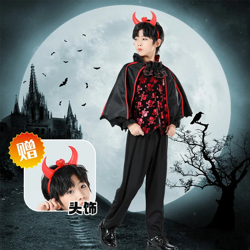 Fantasia de Vampiro para Meninas, Conjunto Completo com Acessórios, Fantasia para Festa Temática de Halloween, Presente de Feriado para Meninas