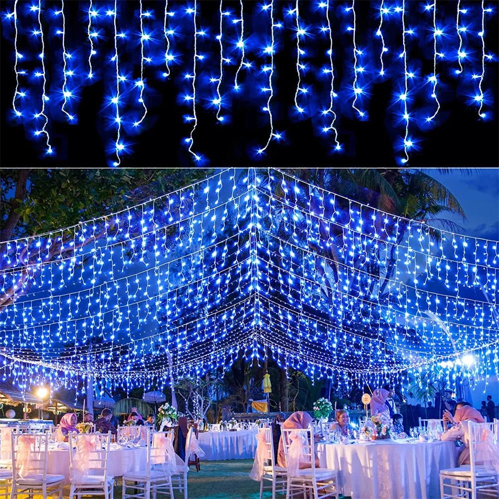 LED Icicle Cortina Icicle String Lights, decoração ao ar livre, luzes decorativas, jardim, festa de Natal, 4m Droop 0.4-0.6m - Kasa & Pet