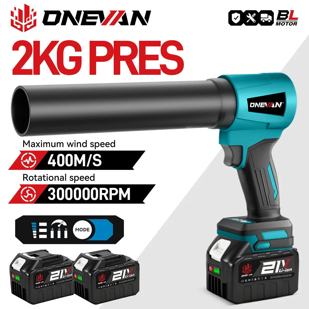 Onevan 400m/s ventilador turbo elétrico sem escova, 4000w, 300000rpm, ferramenta de sopro de poeira de folhas sem fio para makita, pino de bateria de 18v