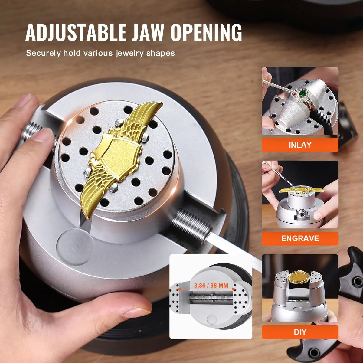 69 PCS Attachment Ball Vise 5\" Engraving Setting Tool with 360 Degrees Rotation Jewelry Engraving Block Tool