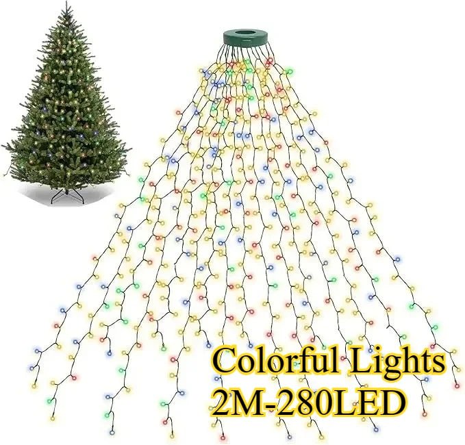 Luzes led para árvore de natal, guirlanda de ano novo para pátio, jardim, 1.5m/2m/3m, luz cascata, decoração de natal 2025 - Kasa & Pet