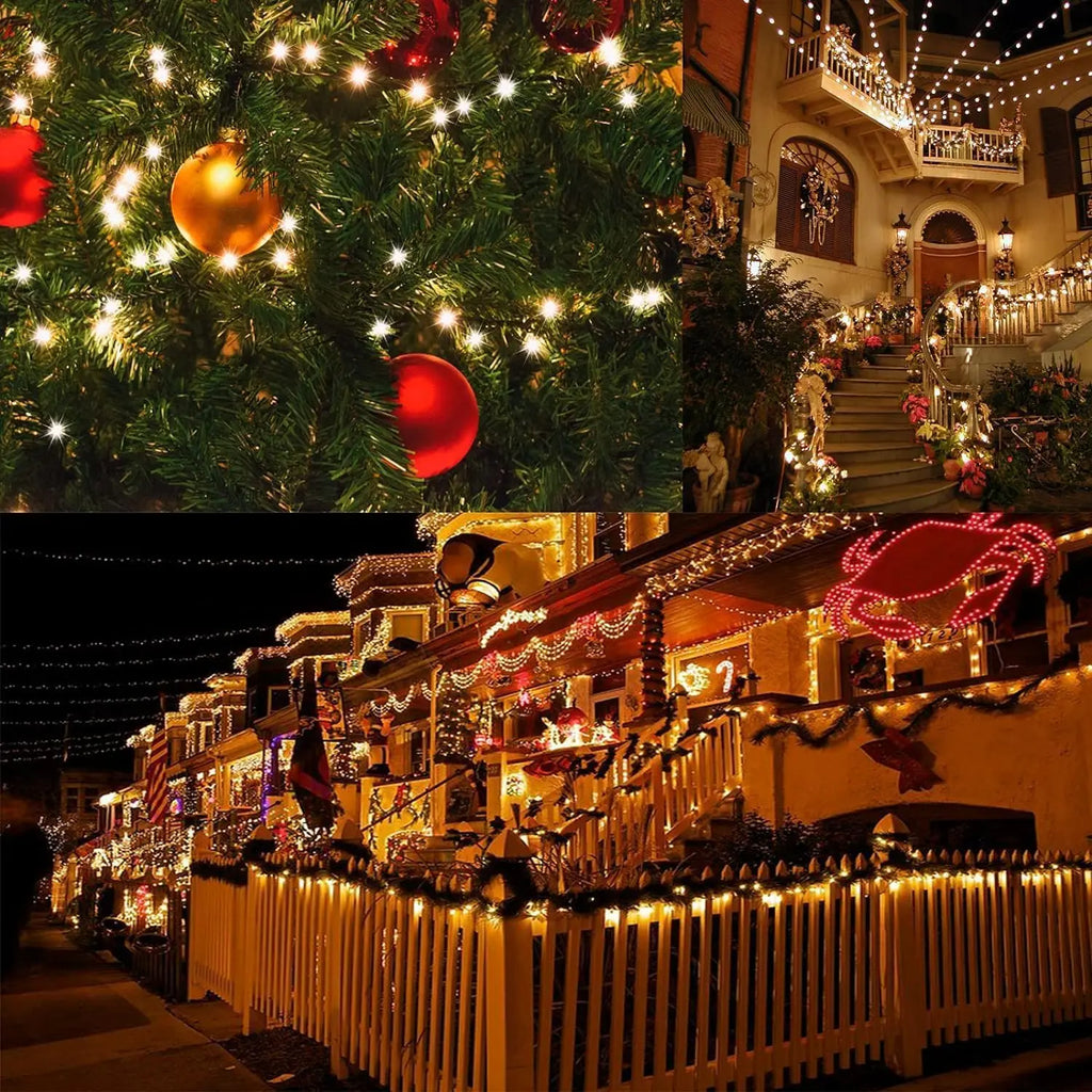 Luzes de corda solares LED 300LED 8 modos movidos a energia solar luzes de Natal ao ar livre à prova d'água estrelado luzes de fadas de Natal