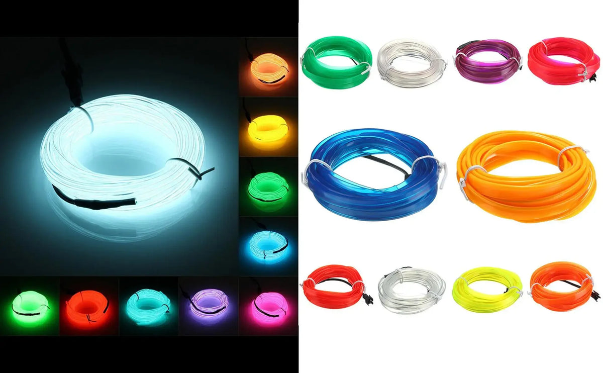 5m interior do carro conduziu a luz de tira néon el fiação lâmpada decorativa para auto diy flexível luz ambiente usb festa atmosfera diodo