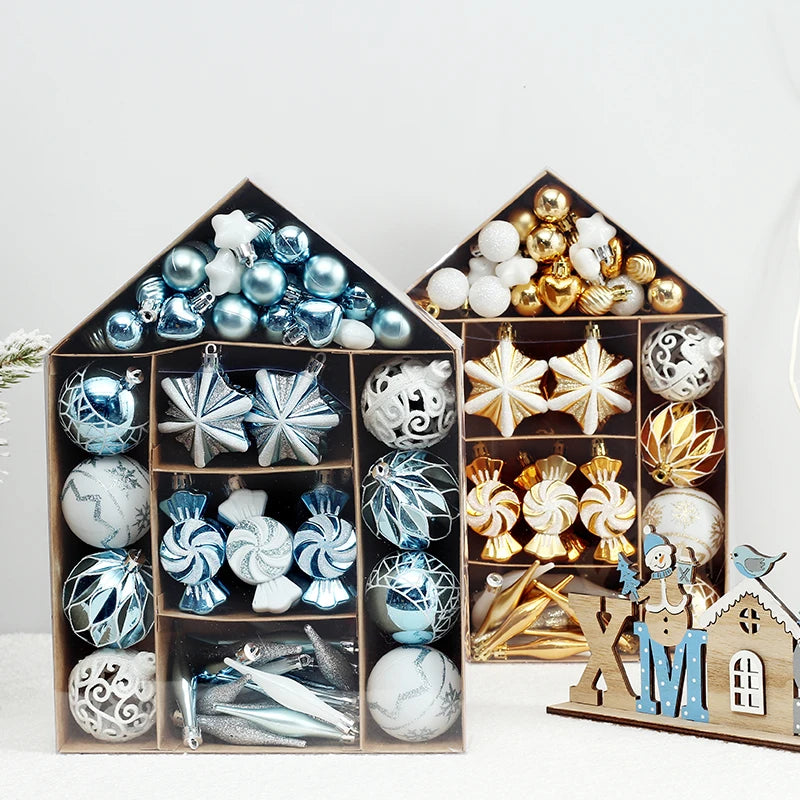    Ornamentos de bola de natal de 73 pces, decorações de suspensão inquebráveis do ornamento da bola de natal para a árvore de natal