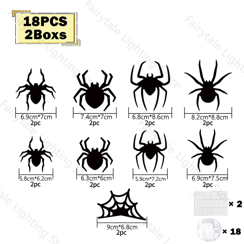 Halloween led morcegos aranha decoração brilho no escuro 3d adesivos de parede roxo/verde luzes para interior ao ar livre festa de halloween assustadores - Kasa & Pet