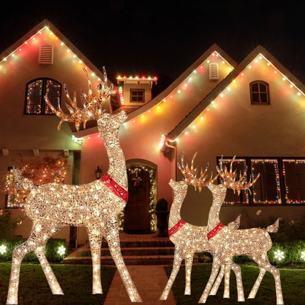 Natal iluminado veados decoração luz led rena elk esculturas luminosas jardim gramado ao ar livre quintal natal gota ornamentos