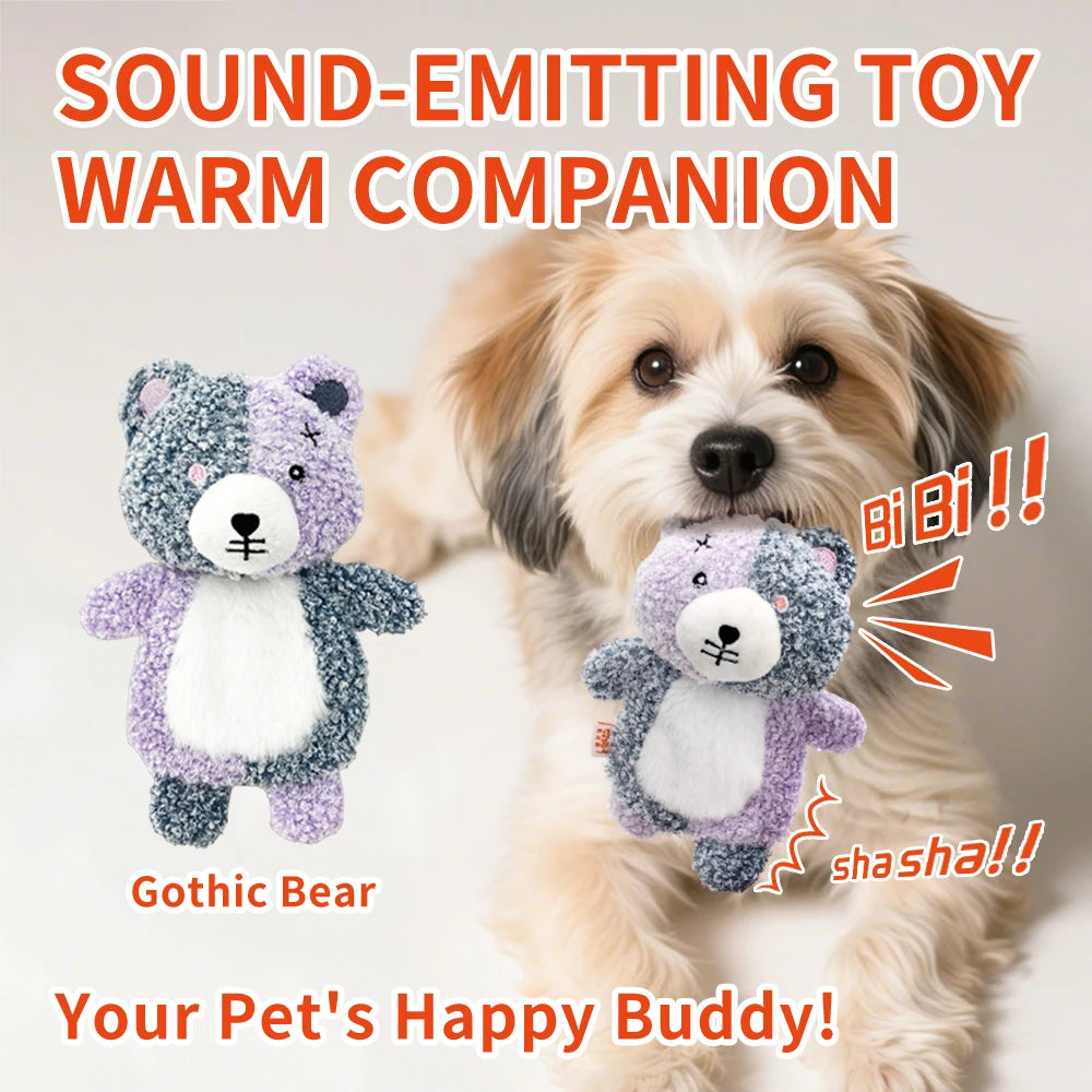 Bonito pequeno animal cão brinquedos de pelúcia chocalho de corpo inteiro com squeaker embutido brinquedo interativo para brincar de animais de estimação para reduzir a solidão