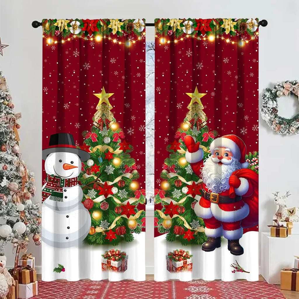 1/2 peças de cortina de Natal, decoração de Feliz Natal para casa, cortina de Natal 2025, enfeites de janela, presente de Natal 2026.