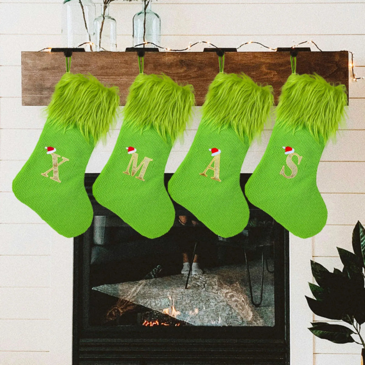 Decoração de natal meias decoração para casa local decoração de natal suprimentos grandes meias de alfabeto de malha