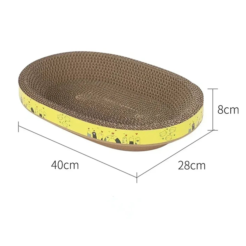 Placa de arranhar para gatos, proteção para móveis, brinquedos de garra, papel ondulado oval, resistente ao desgaste, ninho de gato, acessórios para gatos