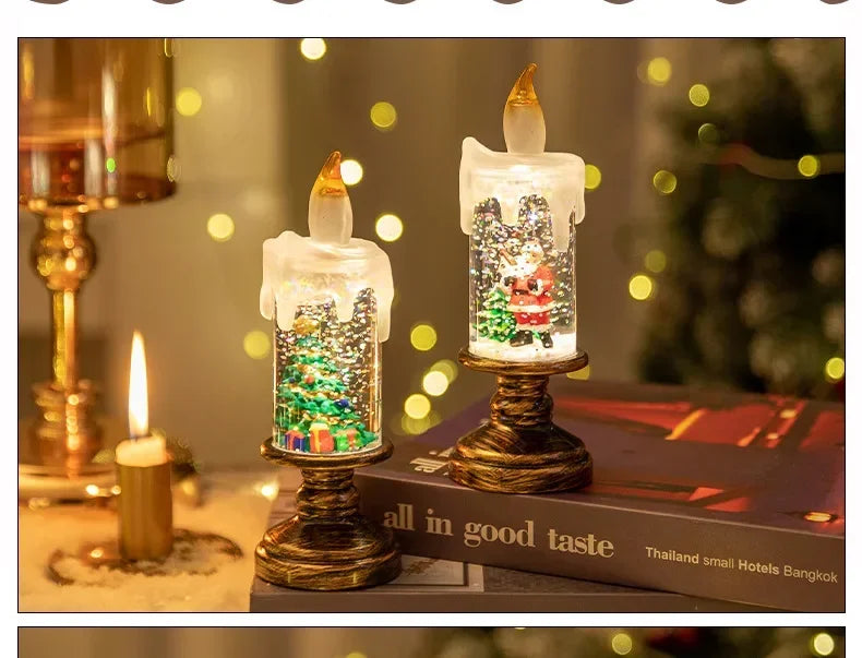 Natal led vela globo de neve luzes nevando floco de neve lâmpadas decorativas presentes criativos do feriado para decoração de natal
