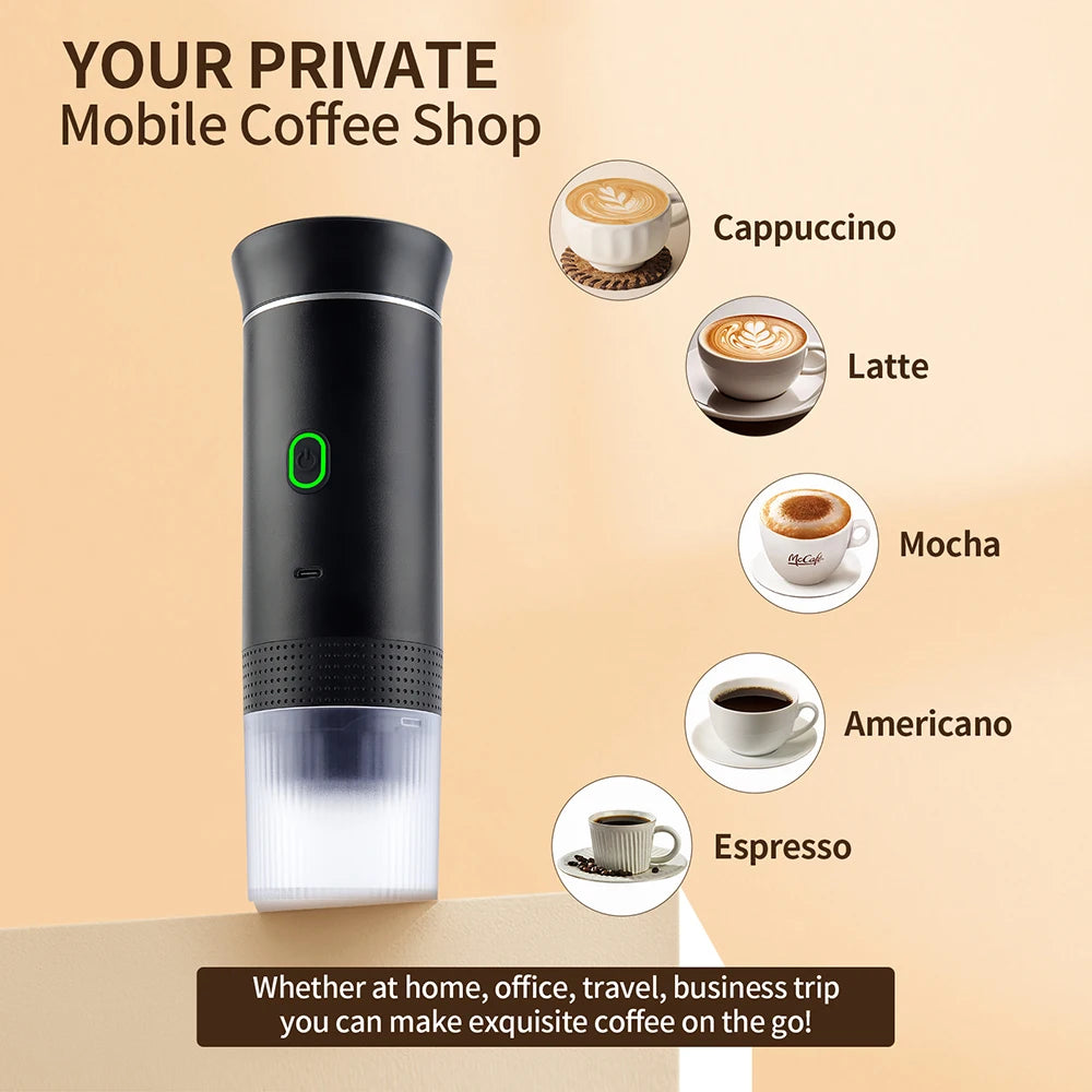 Máquina de café portátil 3 em 1, cafeteira expresso para carro, casa, acampamento, viagem, cápsula em pó, cafeteira automática