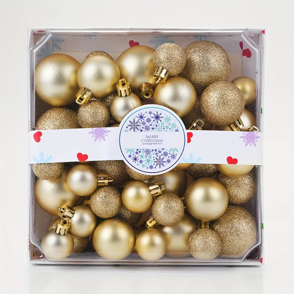 Caixa com 44 Bolas de Natal, Ornamentos Decorativos, Decoração para Cenários, Quartos, Casa, Decoração para Festas de Fim de Ano, Halloween e Natal