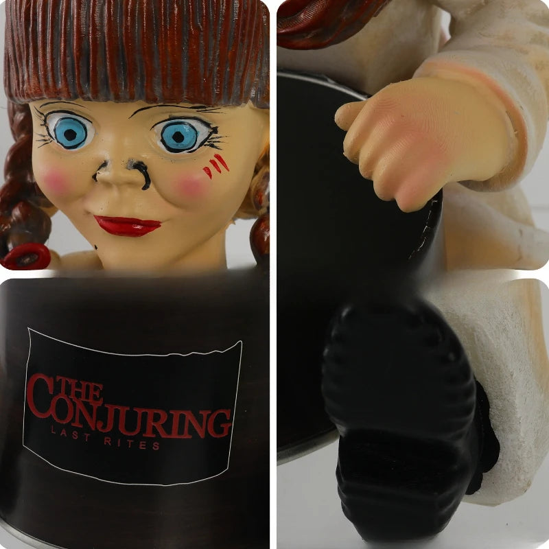 Decorações de halloween casa drama mostrar resina ornamento thriller pipoca menina pipoca balde lanche armazenamento bin decoração para casa