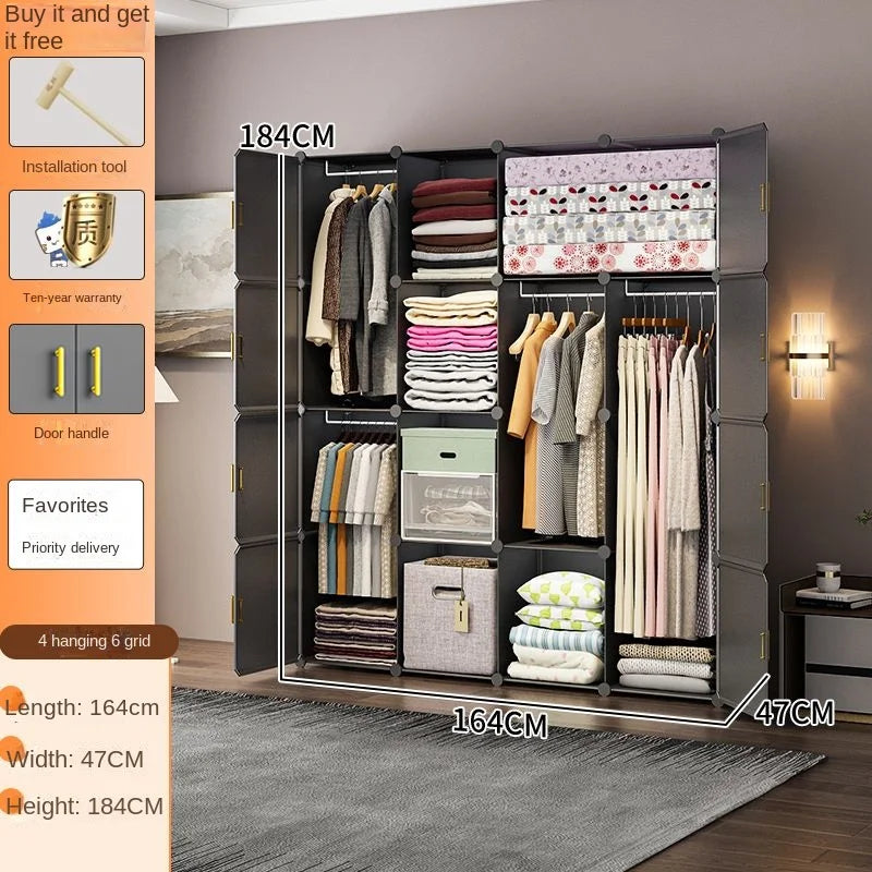 Guarda-roupa conjunto de roupas plástico dobrável à prova de poeira armários cubo armazenamento locke armário móveis organizador de zapatos Kasa & Pet Store