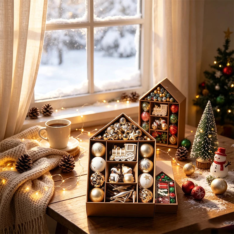 Conjunto de 70 Bolas de Natal para Decoração de Árvore de Natal, Enfeites Pendentes para Casa, Decoração de Natal 2026, Presente de Ano Novo