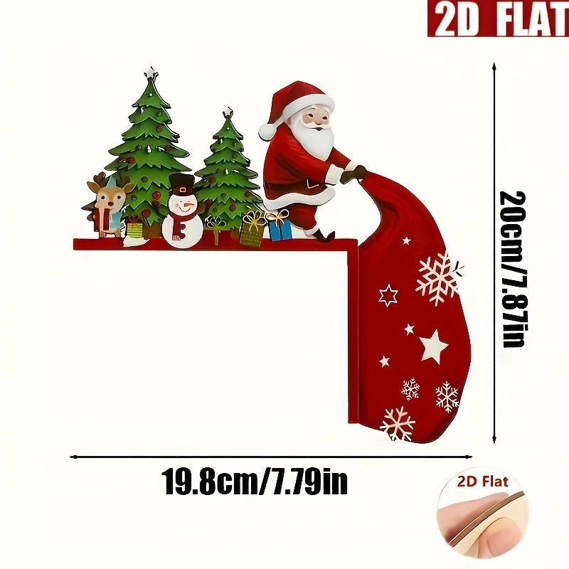 Enfeite de Natal 2D em madeira, decoração para festas de Natal, pingentes de Papai Noel e boneco de neve, presente de Ano Novo, decorações para festas.
