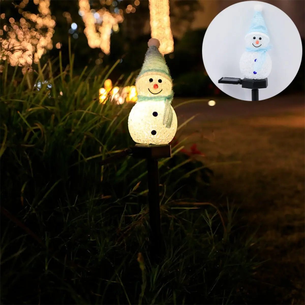 Boneco de neve de natal luz solar gramado jardim luz pátio ao ar livre paisagem chão plug-in luz decorativa - Kasa & Pet