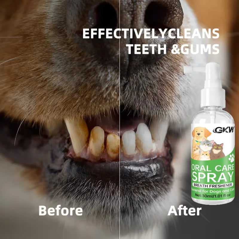 Spray Dental para Animais de Estimação, Não Necessita de Escovação, Limpa os Dentes, Refresca o Hálito, para Gatos e Cães de Todas as Raças, Fórmula Segura, Cuidado Dental Diário