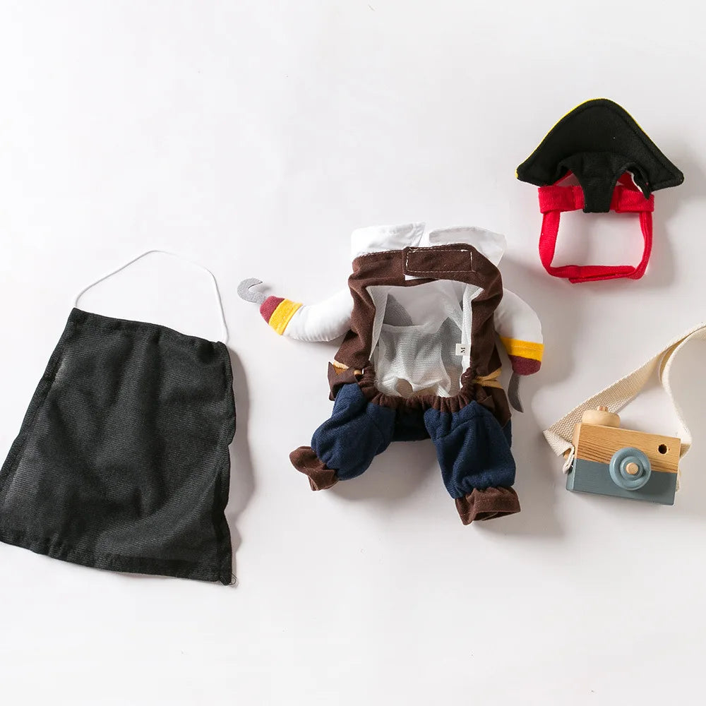 Engraçado roupas para animais de estimação pirata cão gato traje terno corsair vestir-se festa vestuário para gato cão mais chapéu traje do cão de estimação
