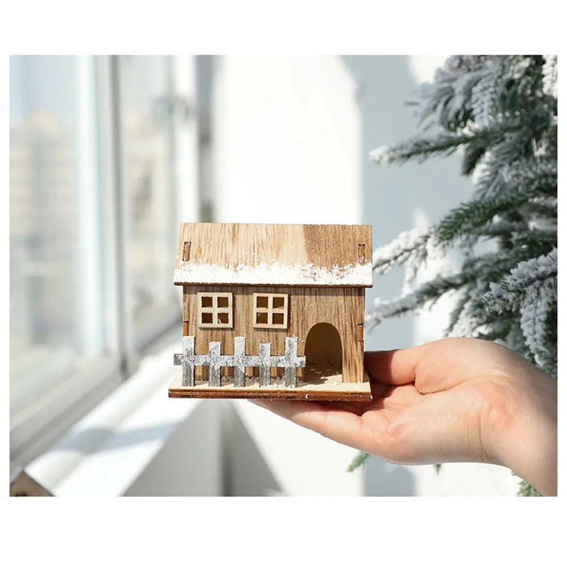 Decorações de natal natal led luz casa de madeira luminosa cabine mesa ornamentos noite lâmpada para casa ano novo crianças presentes