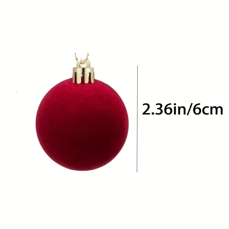Ornamentos de bola de natal de veludo vermelho bola de natal decoração árvore de natal pendurado bola flocada pingente