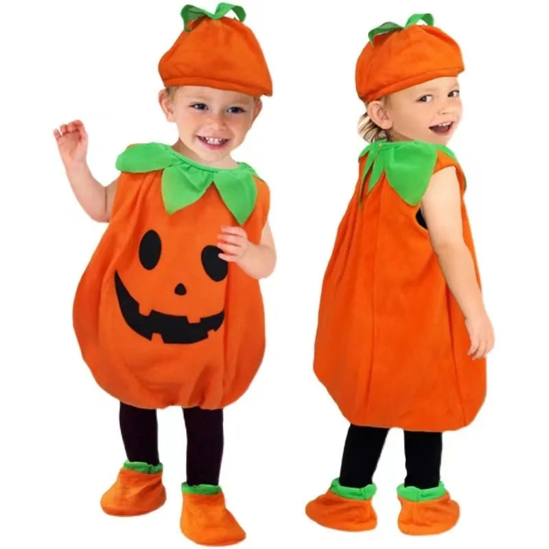 Meninas menino abóbora traje halloween cosplay macacão conjunto desempenho de palco vestir-se roupas carnaval festa