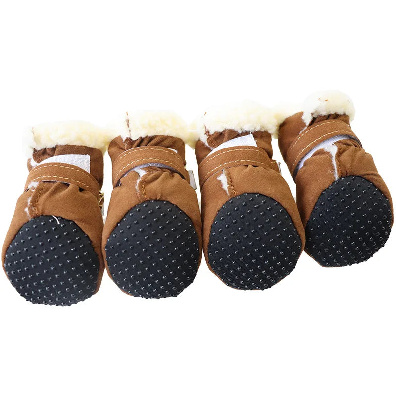 4 pçs inverno à prova dwaterproof água quente sapatos para cães de estimação antiderrapante botas de neve para raças pequenas cães filhote de cachorro gato chihuahua pet pata cuidados pug