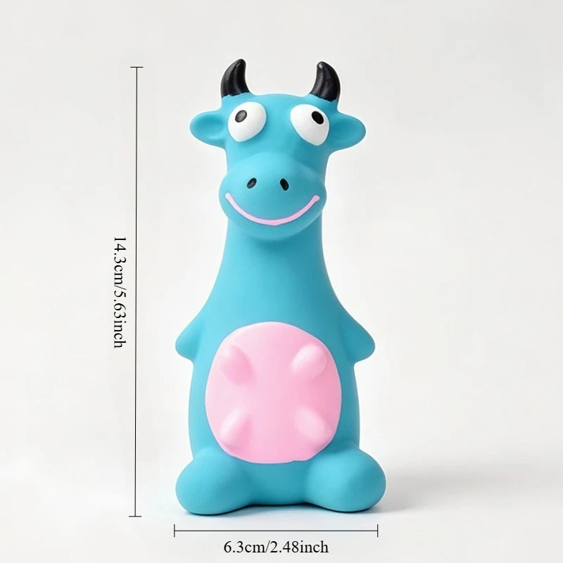 Brinquedos de látex para animais de estimação: brinquedos de borracha para mastigar, com formatos de boi e ovelha, ideais para limpar os dentes dos cães. Brinquedo para mastigar resistente a mordidas, com som, para cães.