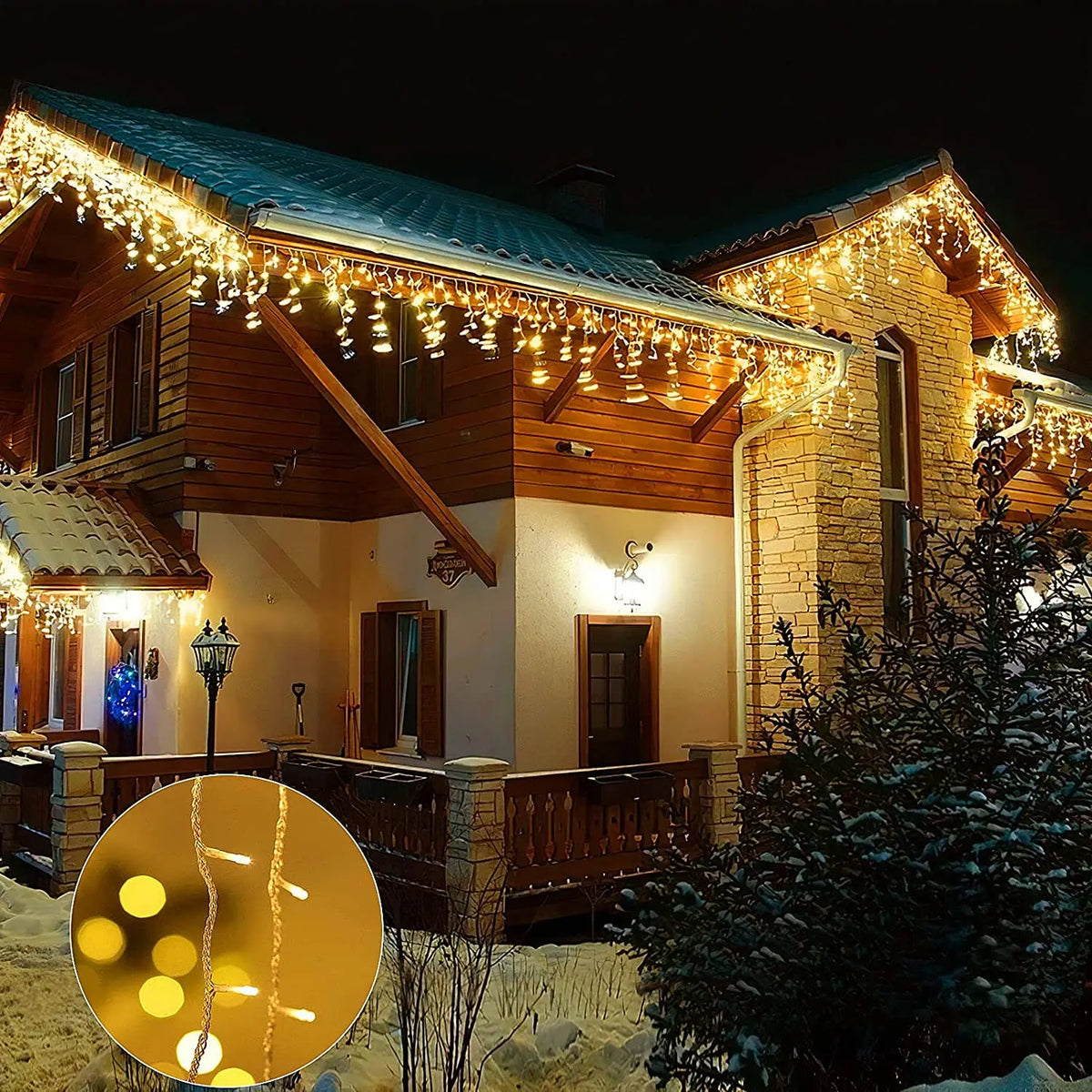 Decoração de Natal 2024 Led Lights Outdoor Street Garland 8/12M Waterproof Connector Icicle Light Ano Novo 2023 Decor para Casa,arvore de natal,cortinas,luzes de natal,natal decoração,pisca pisca de natal - Kasa & Pet