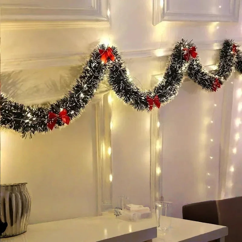 Guirlandas e faixas de Natal com luzes LED, enfeites de árvore de Natal para montar você mesmo, decoração colorida para vitrines e paredes, guirlandas com luzes quentes, 2 metros.
