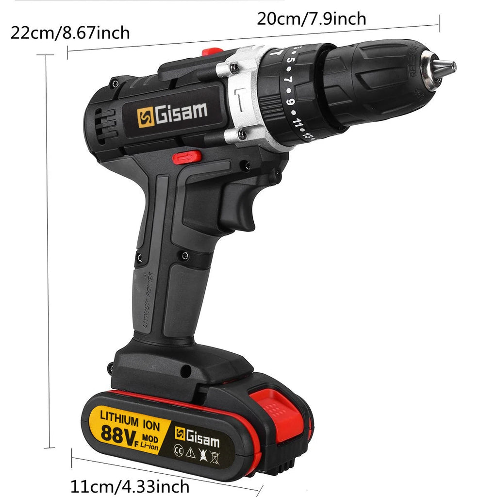 21v furadeira de impacto sem fio chave de fenda elétrica broca de martelo mini furadeira de mão sem fio bateria de íon de lítio ferramentas elétricas