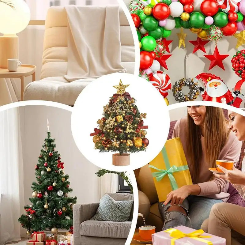 Árvore de natal artificial com luzes árvore realista com estrela árvore luzes da corda e ornamentos 17.7 Polegada árvore verde para