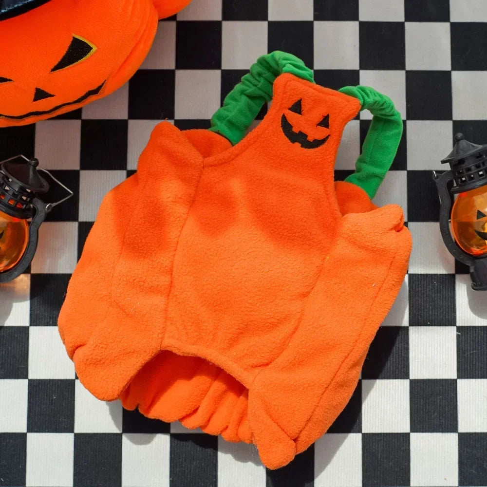 Fantasias de Halloween para Cães, Traje Engraçado de Abóbora Lanterna, Roupa de Transformação para Cães e Gatos de Duas Patas, Chapéu de Abóbora Fofo, Jaqueta para Cães