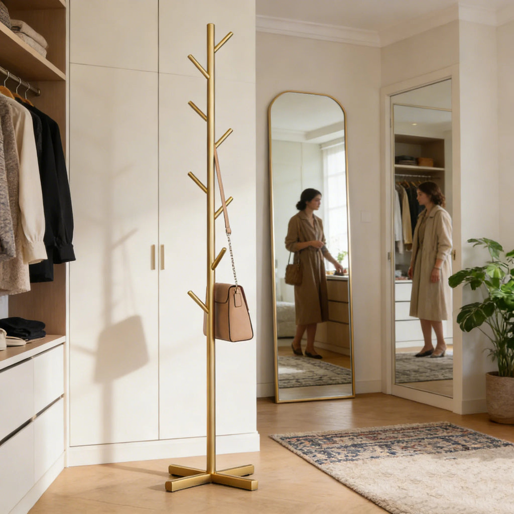 Cabideiro de Chão para Roupas, Organizador Simples para Quarto e Sala de Estar, Suporte de Exibição de Roupas