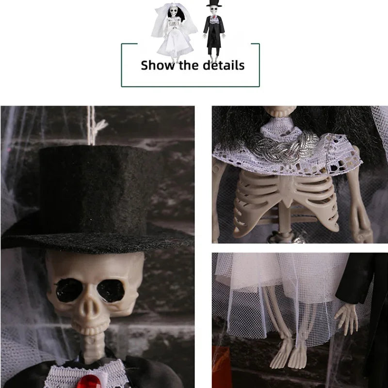 Decorações de Halloween de Noivos Esqueletos Pendurados, Assustadores para Festas em Bares, Casas Assombradas, Adereços de Pegadinhas e Decoração de Casamento