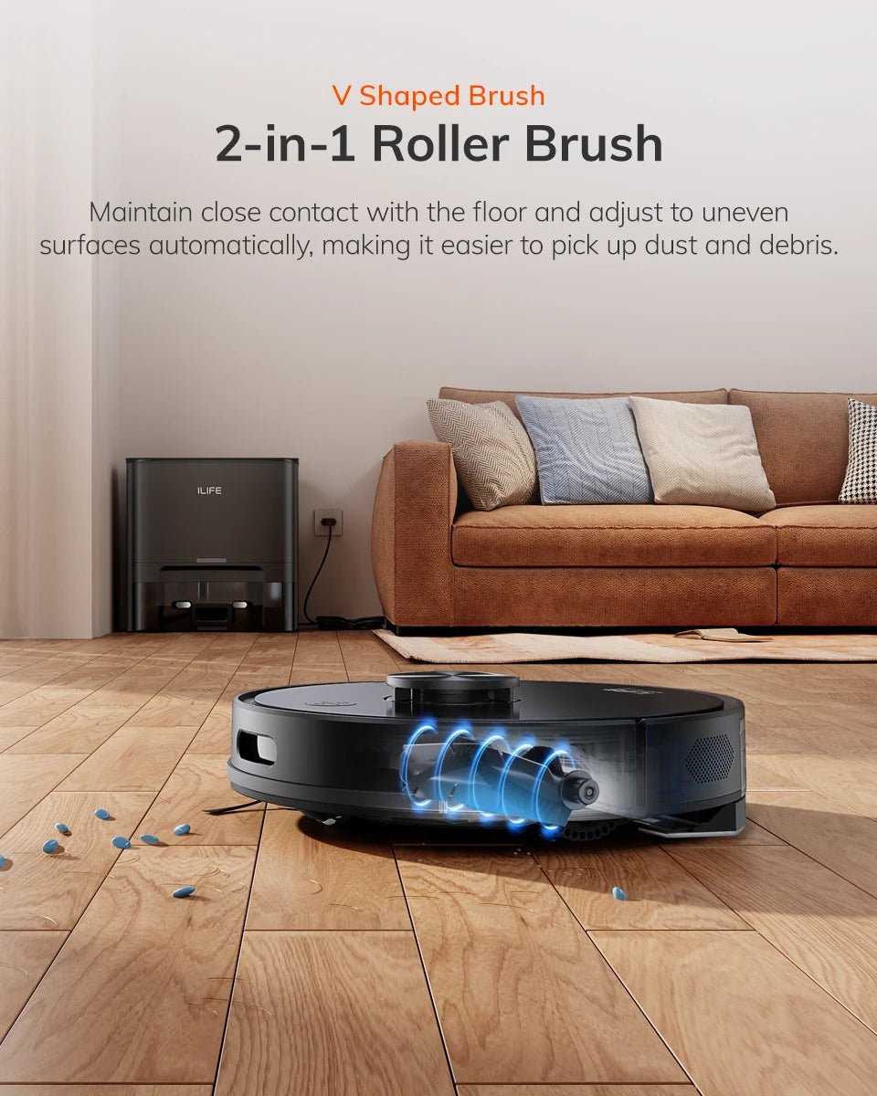Aspirador Robô ILIFE T20s Ultra com Estação de Esvaziamento Automático, Sucção de 10000Pa, Bateria de 4600mAh, Tempo Máximo de Funcionamento de 300 Minutos