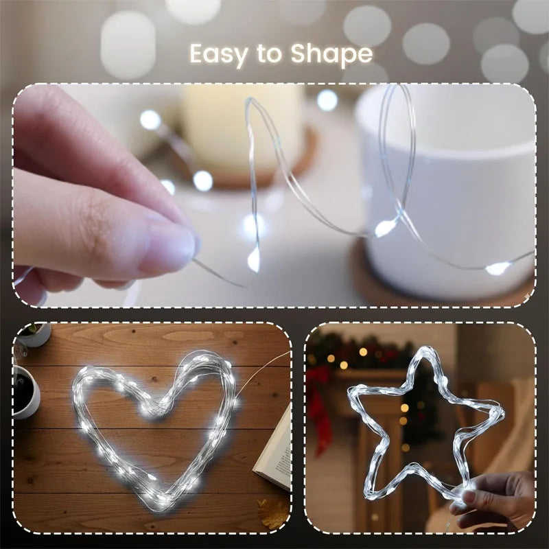 Luzes de fadas de natal recarregável led à prova d' água rgb luz de corda 8 modos design destacável para decoração de festa de casamento de árvore de natal